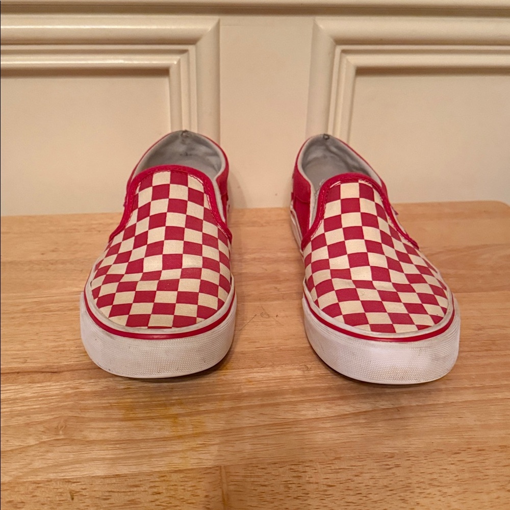 Vans Classic Slip-On Checkerboard‎ – Racing Red/White Sz 8